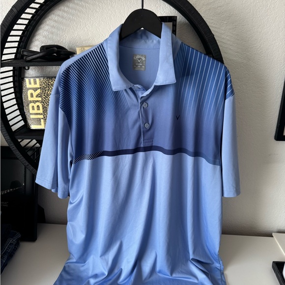 Callaway Light and Dark Blue Striped Polo Shirt - Picture 4 of 4